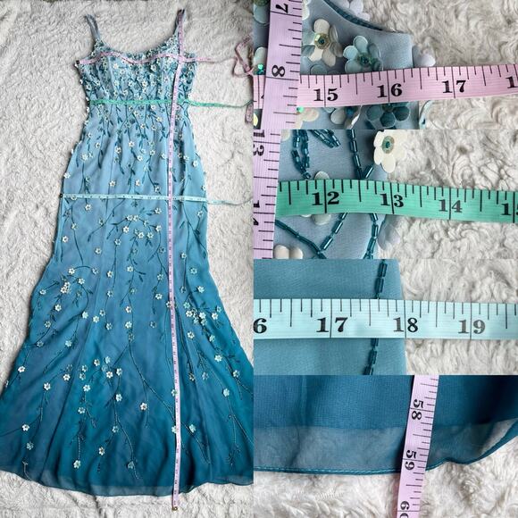 SOLD Alyce Designs vintage prom dress beaded floral sequin maxi gown long formal - Picture 5 of 17